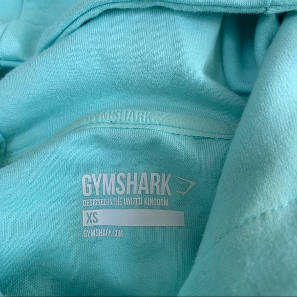 🦈 GYMSHARK CROP TURQUOISE LOGO HOODIE - Picture 5 of 7